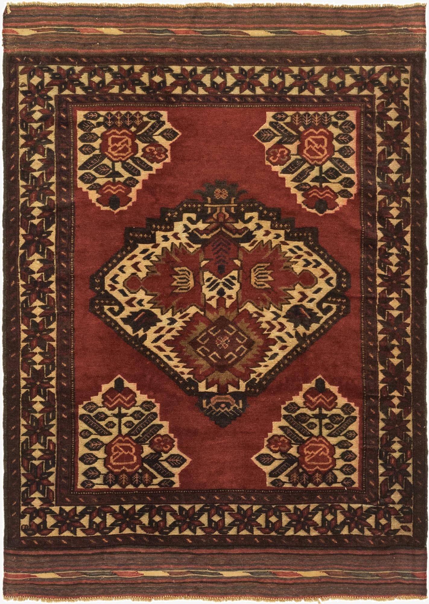 4' 2 x 6' 2  Hand Knotted Sumak Wool Rug