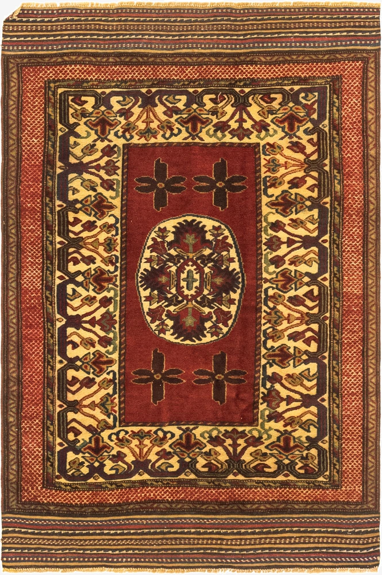 3' 11 x 6'  Hand Knotted Sumak Wool Rug