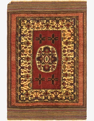 3' 11 x 6' Hand Knotted Sumak Wool Rug