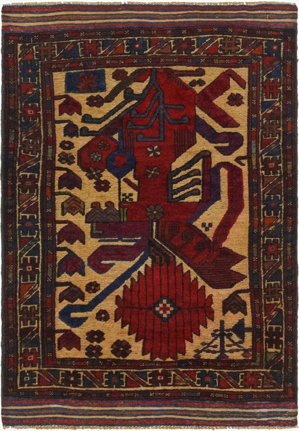 3' x 4' 4  Hand Knotted Sumak Wool Rug