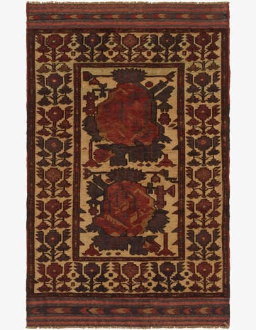3' 11 x 6' 8 Hand Knotted Sumak Wool Rug