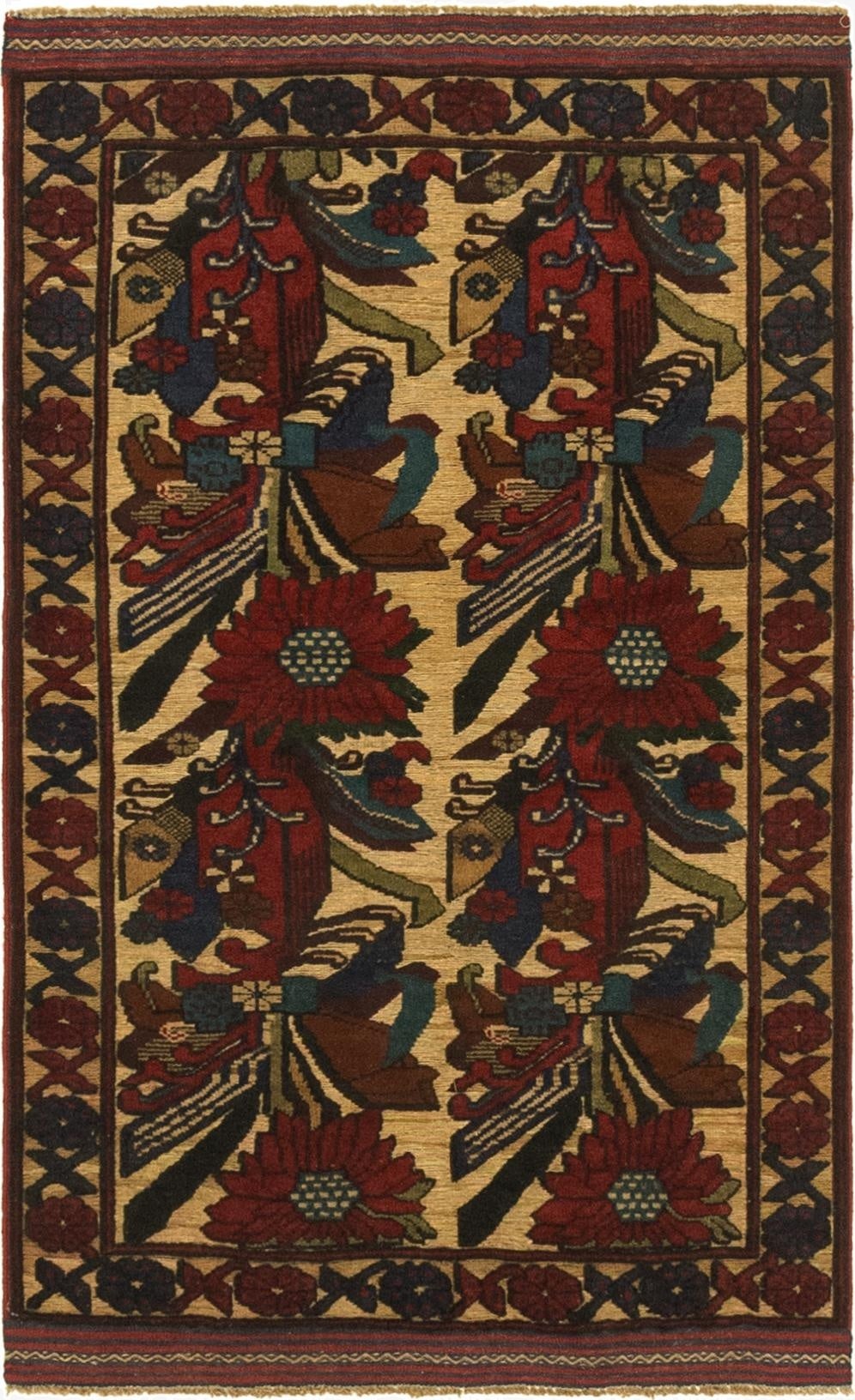 2' 10 x 4' 5  Hand Knotted Sumak Wool Rug