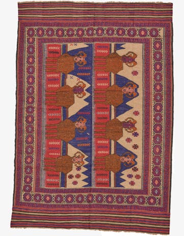 6' 5 x 9' 5 Hand Woven Sumak Wool Rug