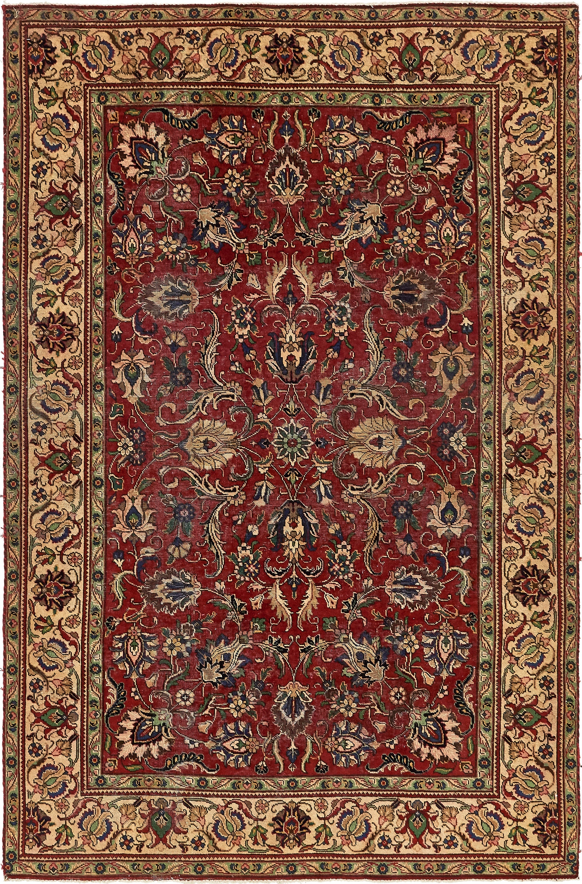 6' 4 x 9' 8  Hand Knotted Tabriz Persian Wool Rug