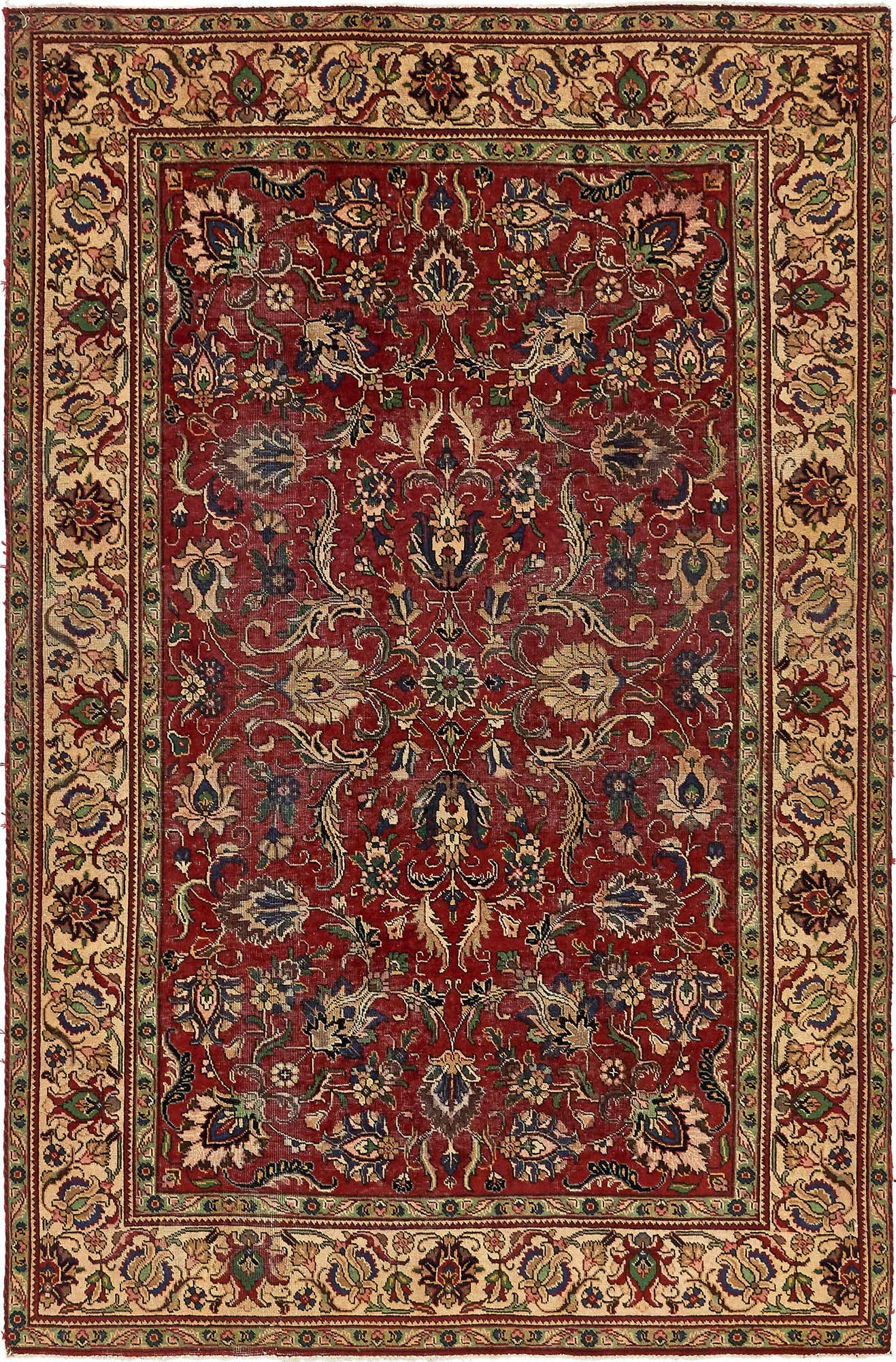 6' 4 x 9' 8 Hand Knotted Tabriz Persian Wool Rug