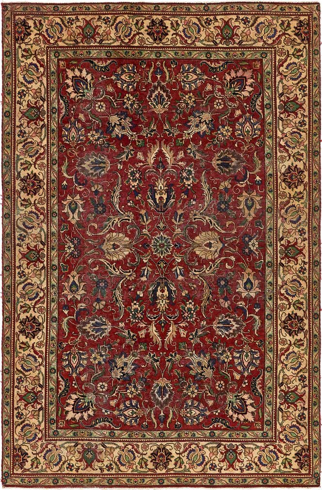 6' 4 x 9' 8 Hand Knotted Tabriz Persian Wool Rug
