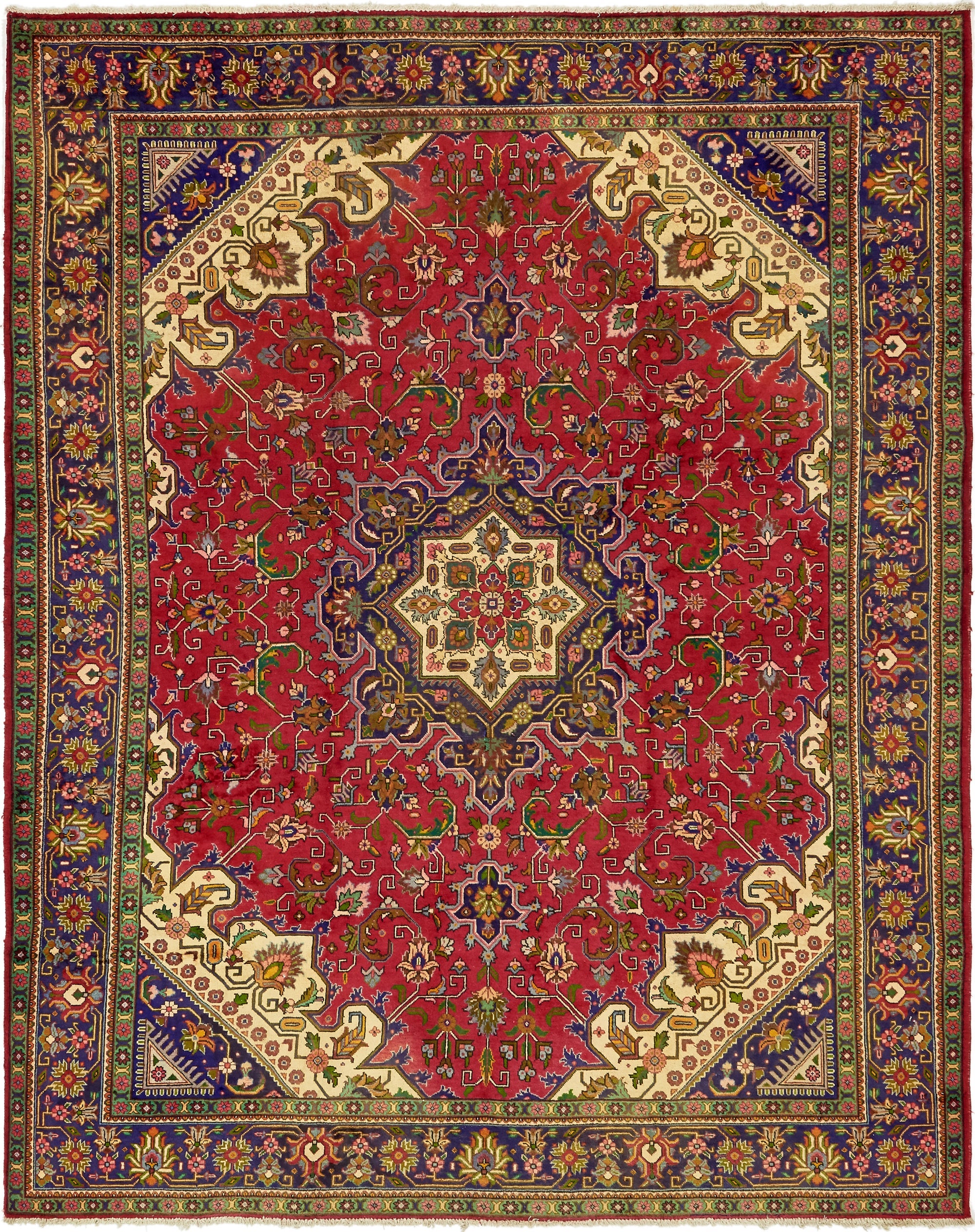 9' 8 x 12' 3  Hand Knotted Tabriz Persian Wool Rug