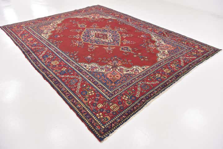 9' 6 x 12' 5 Hand Knotted Tabriz Persian Wool Rug