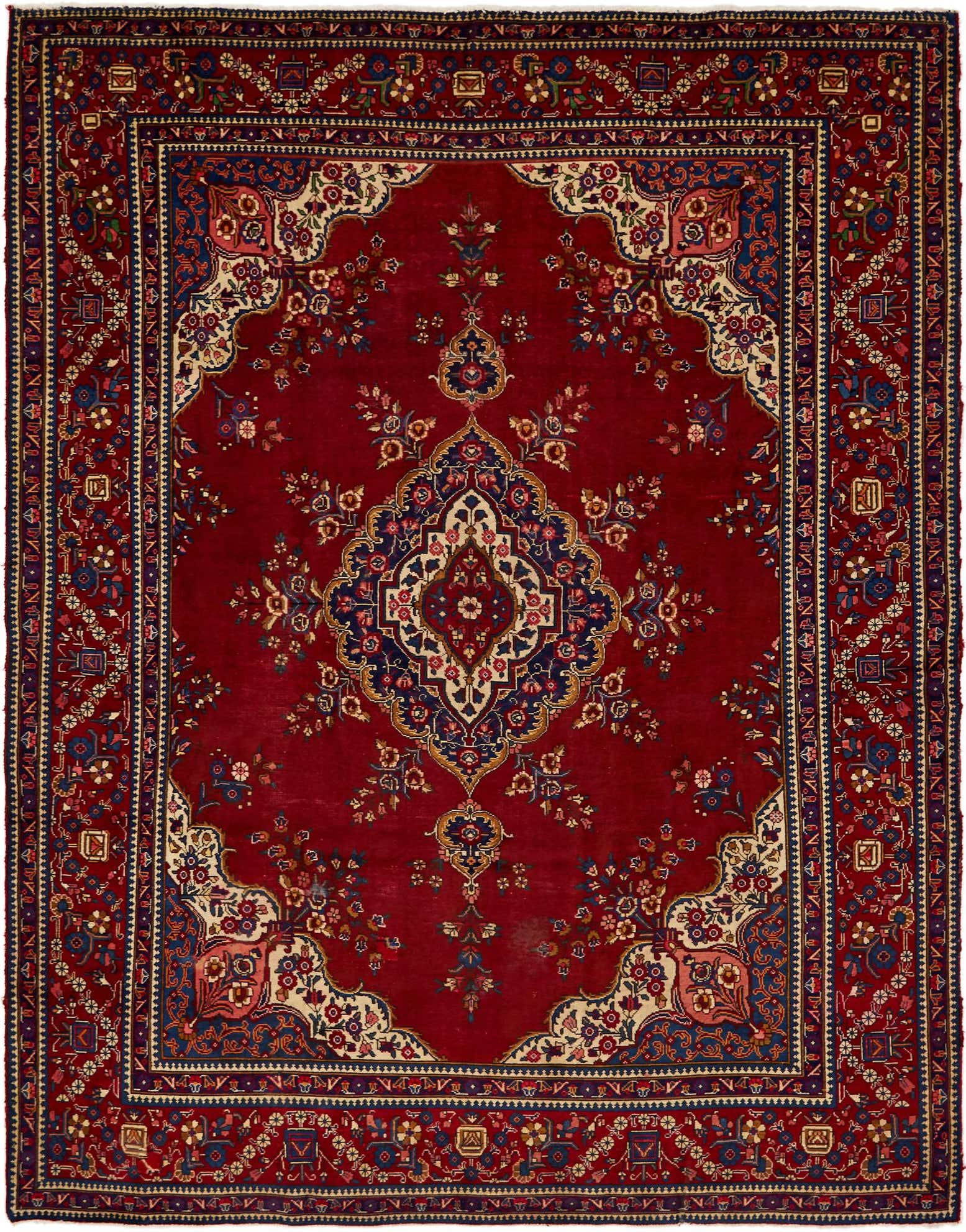 9' 6 x 12' 5 Hand Knotted Tabriz Persian Wool Rug