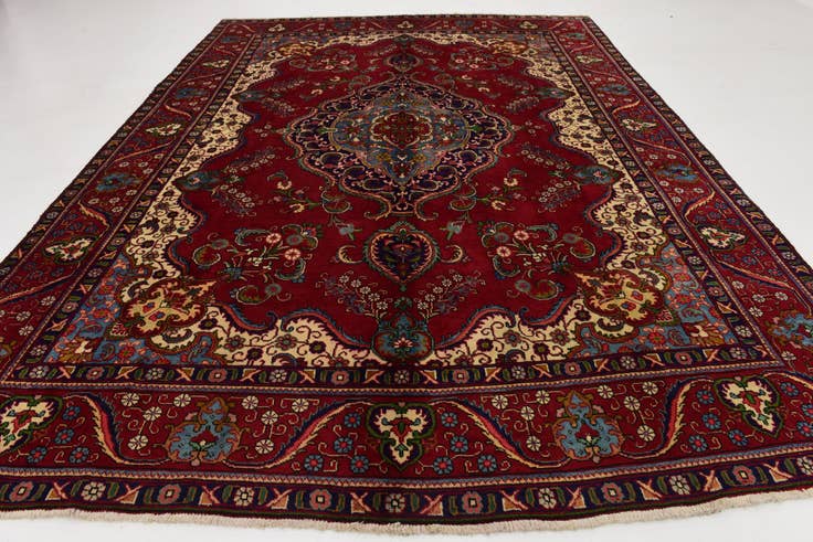 Detail image of 9' 7 x 13' Hand Knotted Tabriz Persian Wool Rug