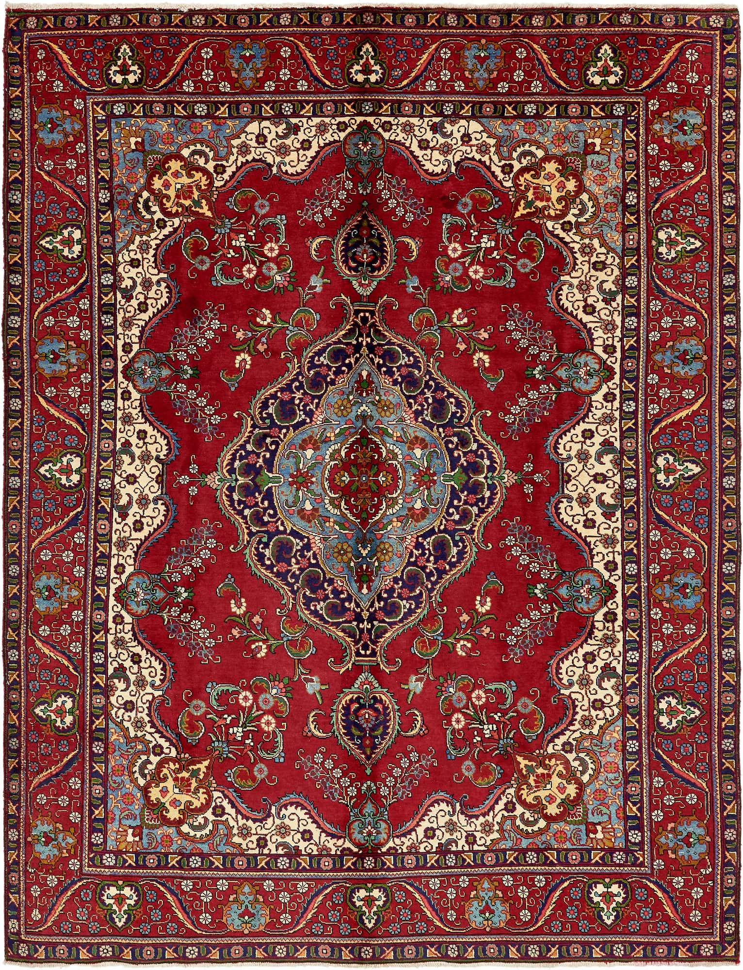 9' 7 x 13' Hand Knotted Tabriz Persian Wool Rug