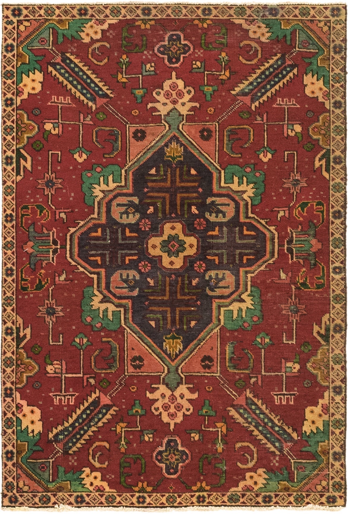 3' 5 x 5' 1 Hand Knotted Tabriz Persian Wool Rug