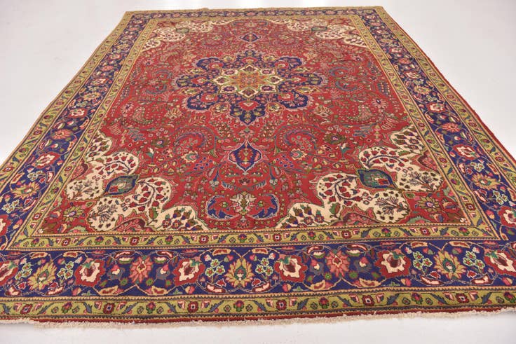 Detail image of 9' 7 x 12' 10 Hand Knotted Tabriz Persian Wool Rug