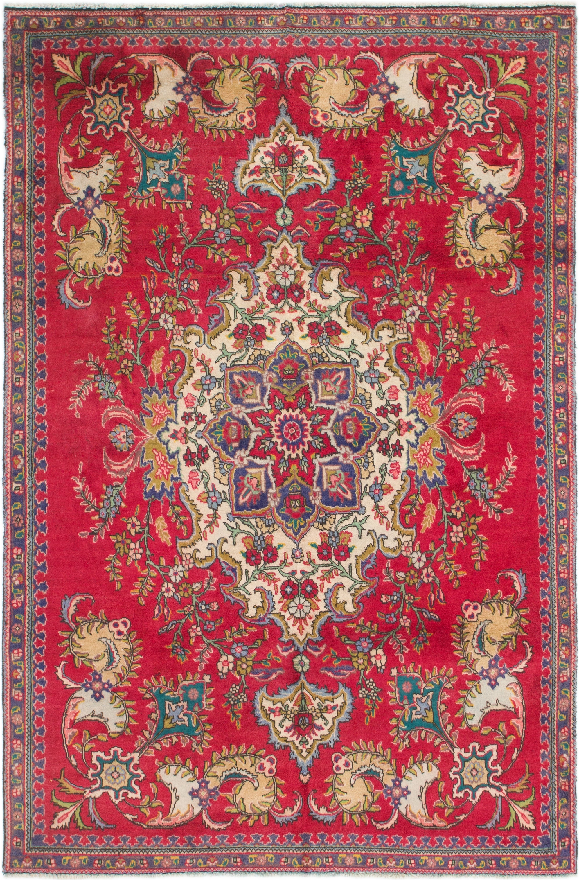 6' x 8' 10 Hand Knotted Tabriz Persian Wool Rug