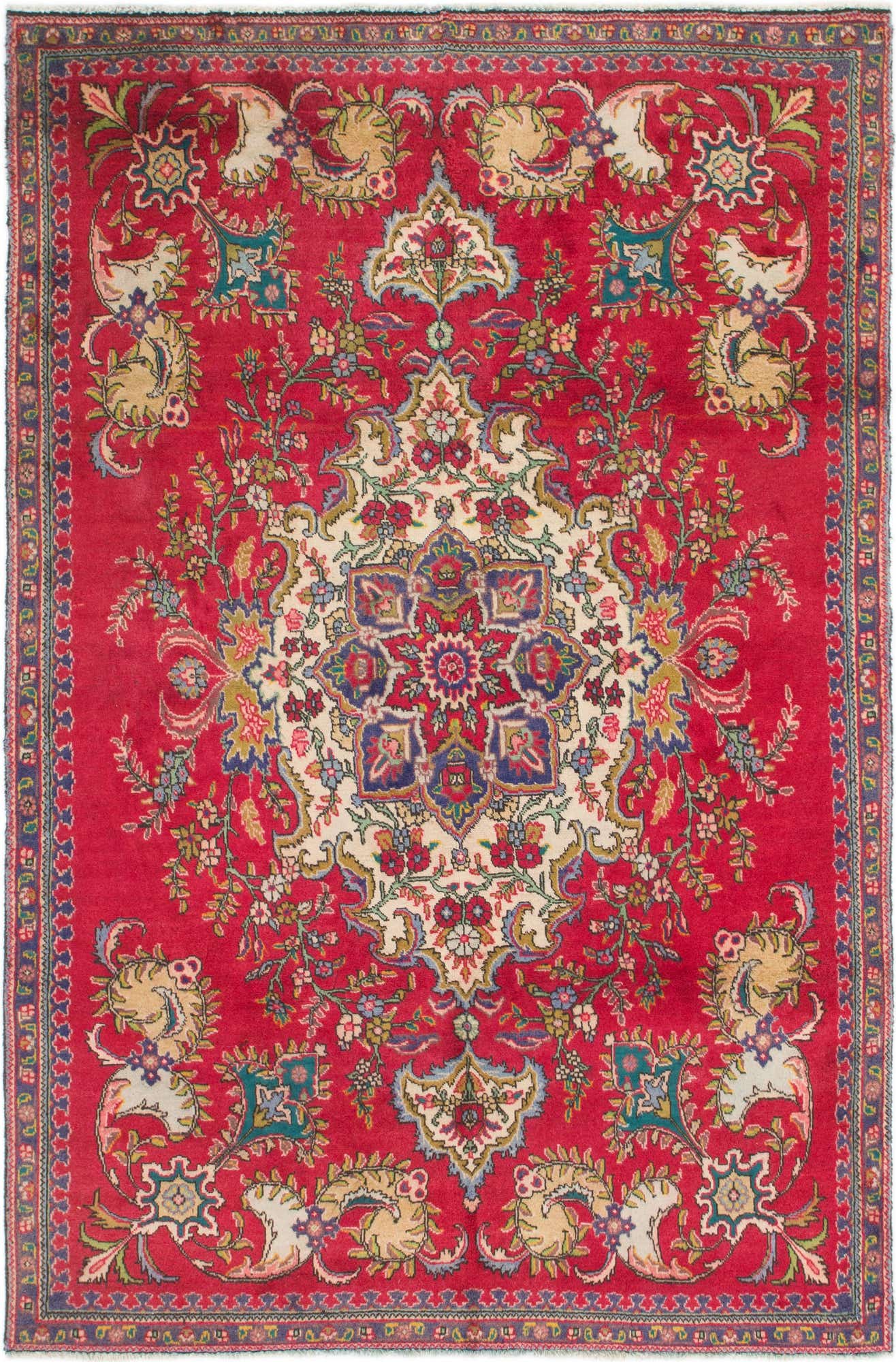 6' x 8' 10 Hand Knotted Tabriz Persian Wool Rug
