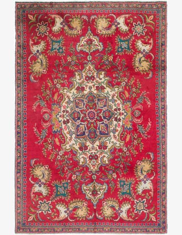 6' x 8' 10 Hand Knotted Tabriz Persian Wool Rug
