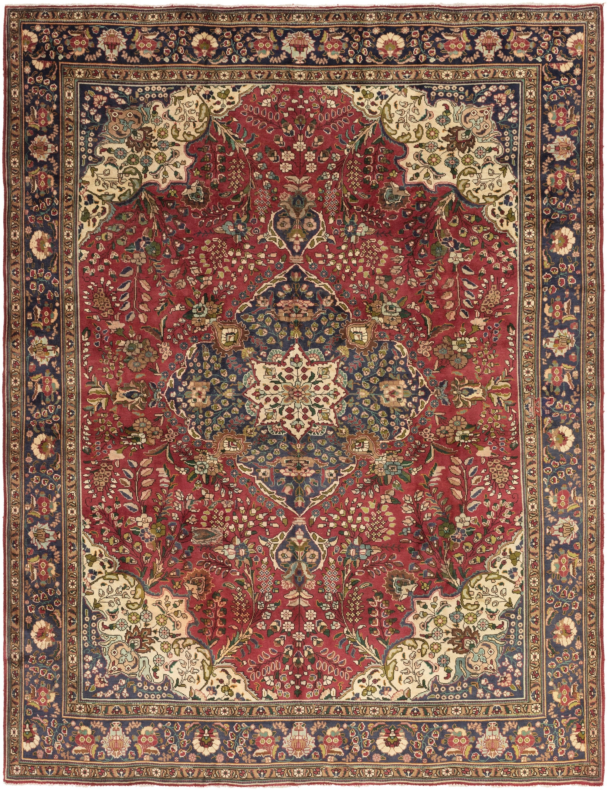 9' 6 x 12' 9 Hand Knotted Tabriz Persian Wool Rug