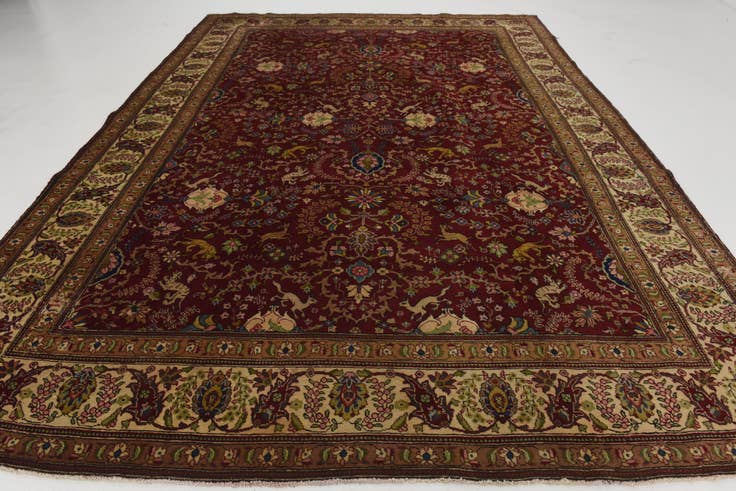 Detail image of 9' 7 x 12' 10 Hand Knotted Tabriz Persian Wool Rug
