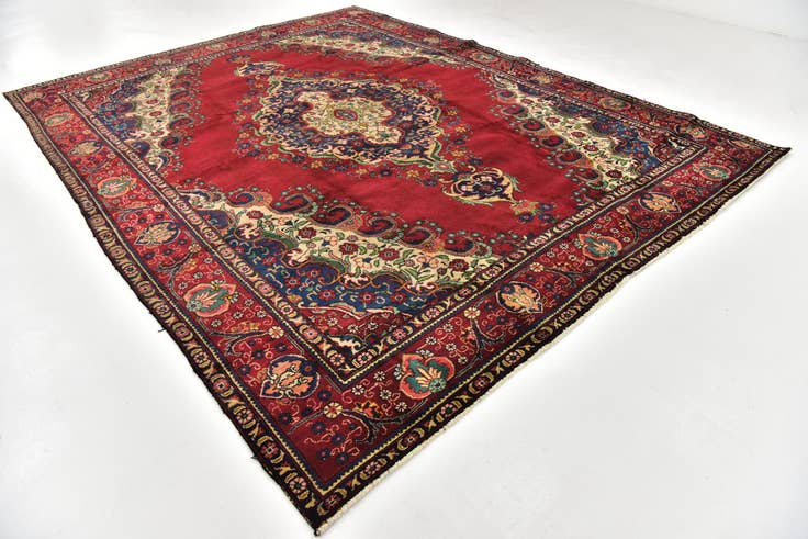 Detail image of 9' 7 x 12' 6 Hand Knotted Tabriz Persian Wool Rug