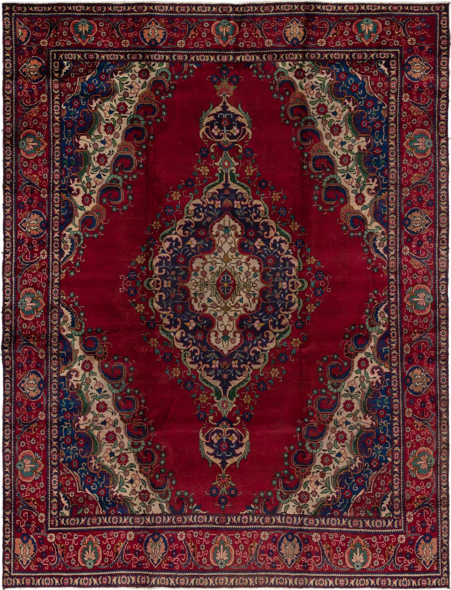 9' 7 x 12' 6 Hand Knotted Tabriz Persian Wool Rug