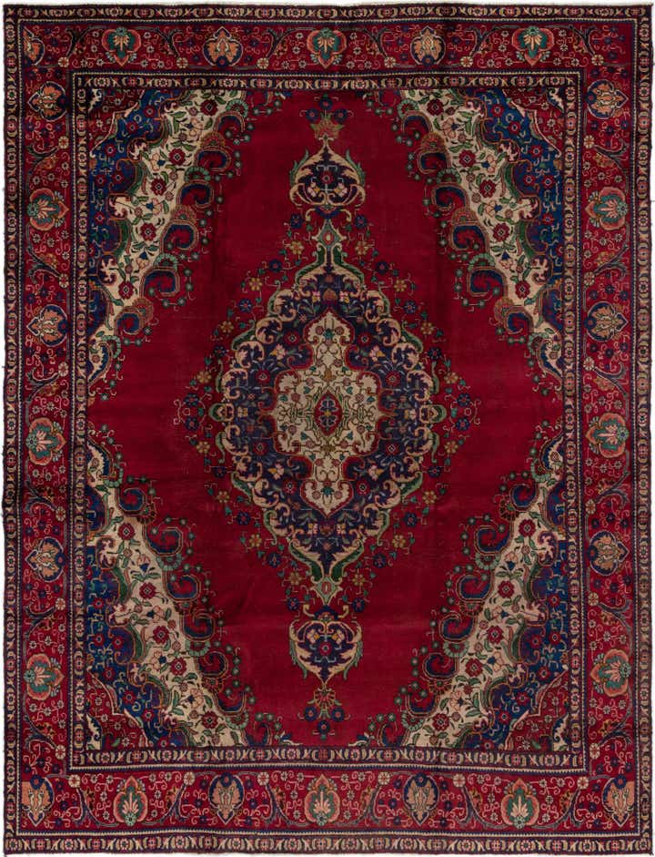 9' 7 x 12' 6 Hand Knotted Tabriz Persian Wool Rug
