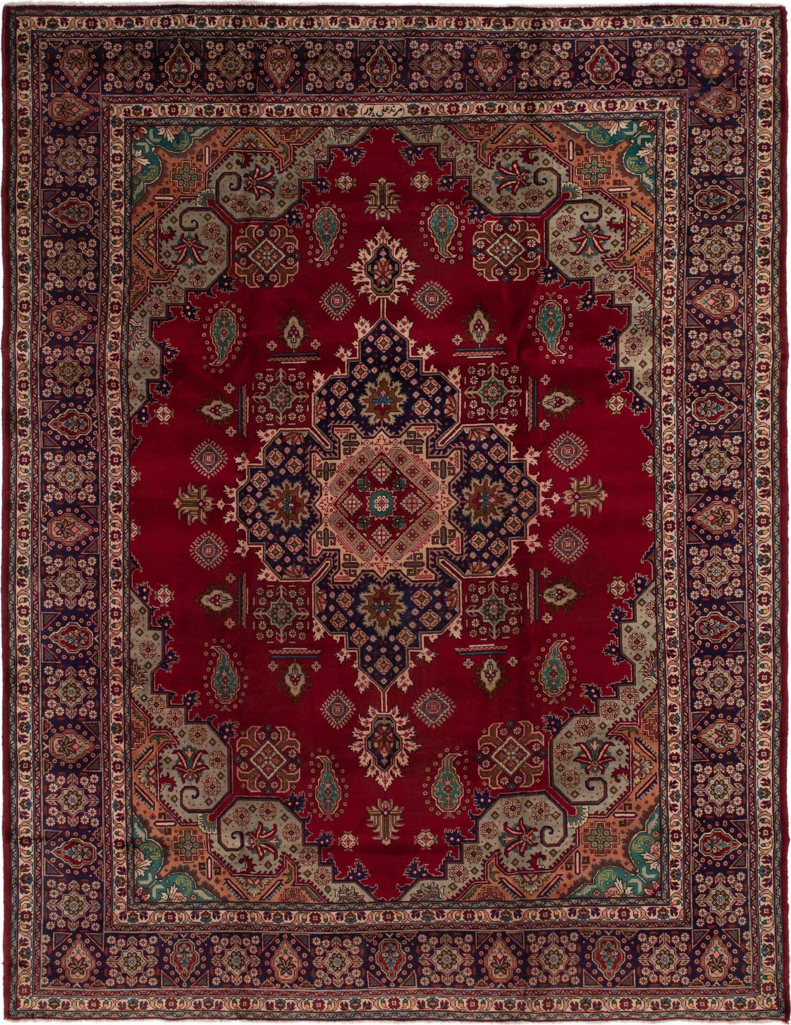 10' x 12' 9 Hand Knotted Tabriz Persian Wool Rug