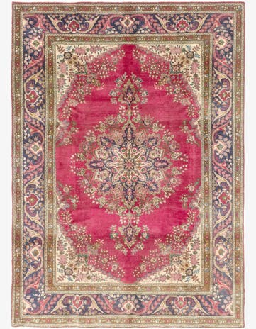 7' x 9' 6 Hand Knotted Tabriz Persian Wool Rug