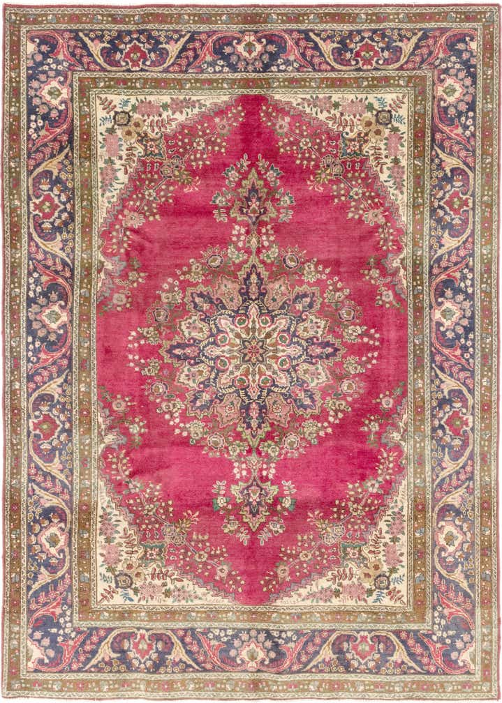 7' x 9' 6 Hand Knotted Tabriz Persian Wool Rug