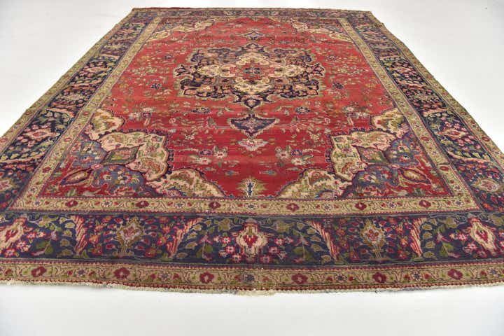 9' 6 x 12' 7 Hand Knotted Tabriz Persian Wool Rug