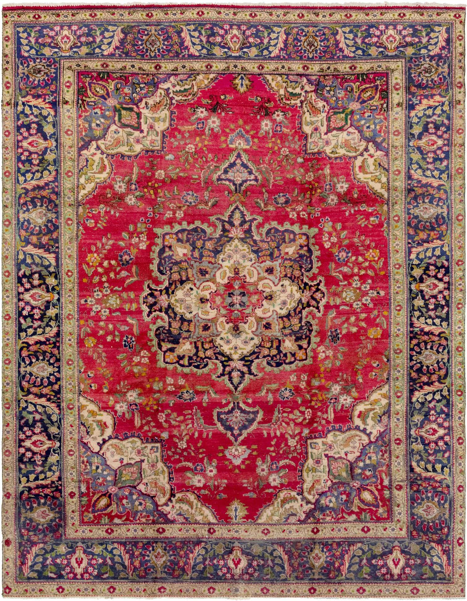 9' 6 x 12' 7 Hand Knotted Tabriz Persian Wool Rug