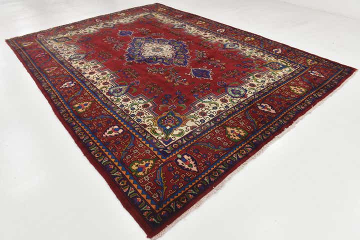 9' 6 x 12' 10 Hand Knotted Tabriz Persian Wool Rug