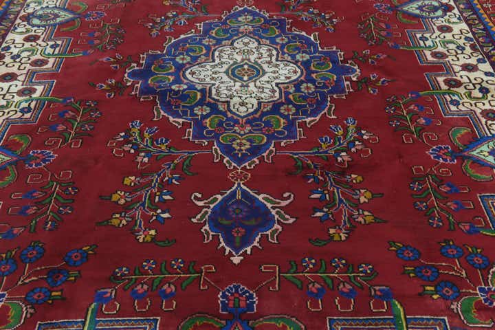 9' 6 x 12' 10 Hand Knotted Tabriz Persian Wool Rug