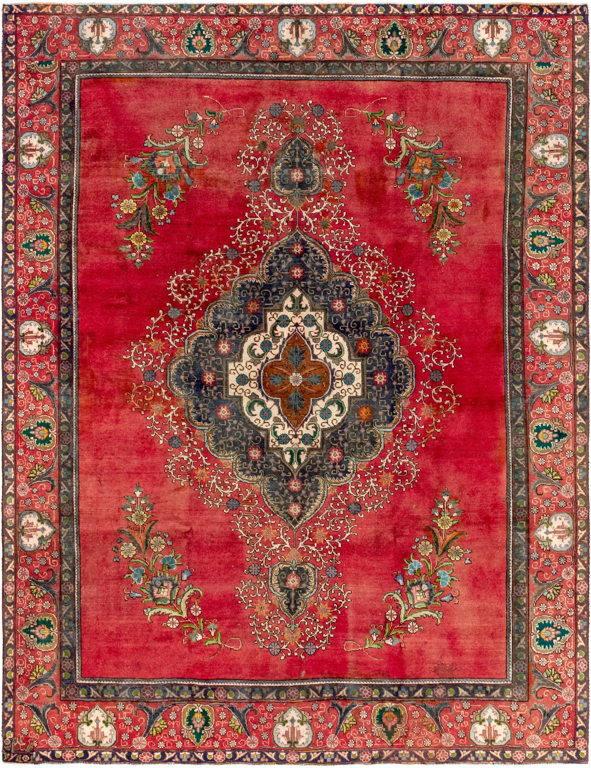 9' 7 x 12' 8 Hand Knotted Tabriz Persian Wool Rug
