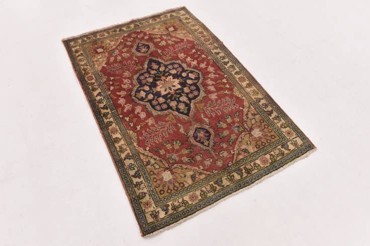 Detail image of 3' 3 x 4' 10 Hand Knotted Tabriz Persian Wool Rug