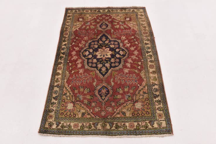 Detail image of 3' 3 x 4' 10 Hand Knotted Tabriz Persian Wool Rug