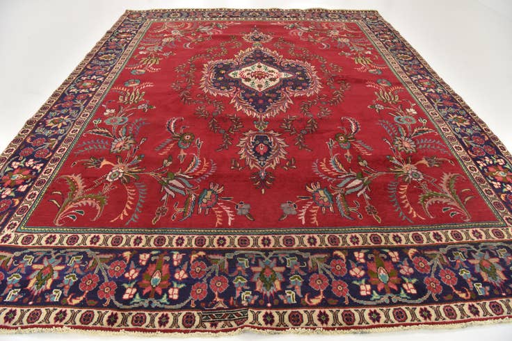Detail image of 9' 8 x 12' 6 Hand Knotted Tabriz Persian Wool Rug