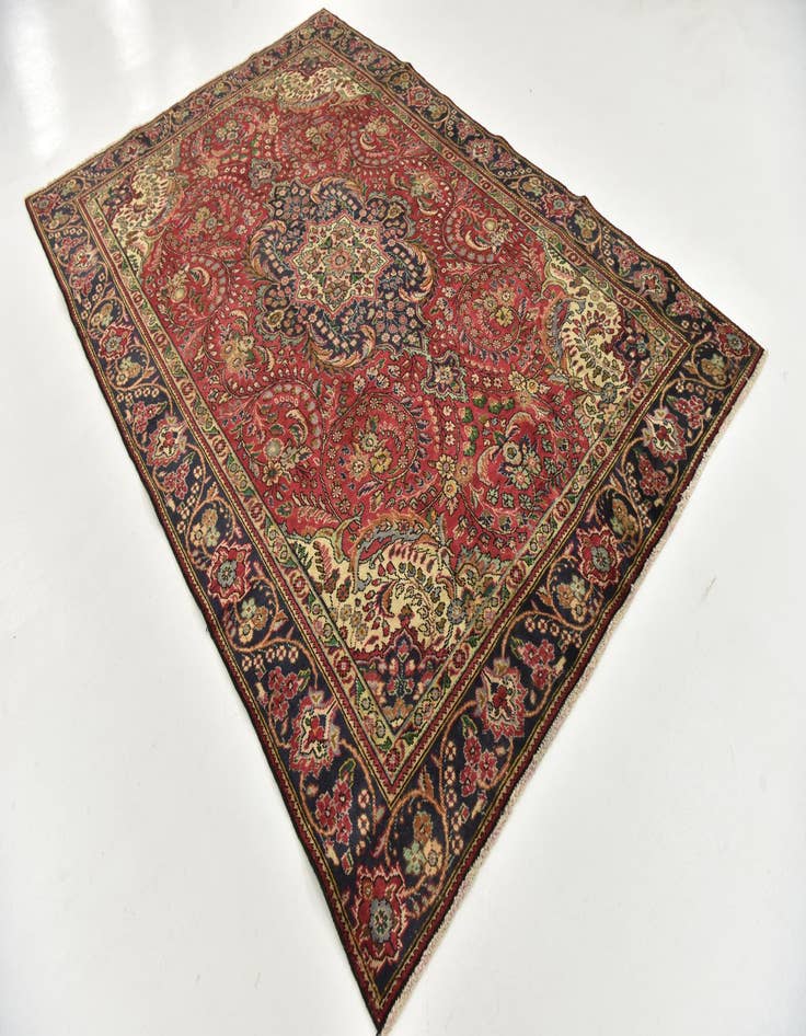 Detail image of 6' 4 x 9' 7 Hand Knotted Tabriz Persian Wool Rug