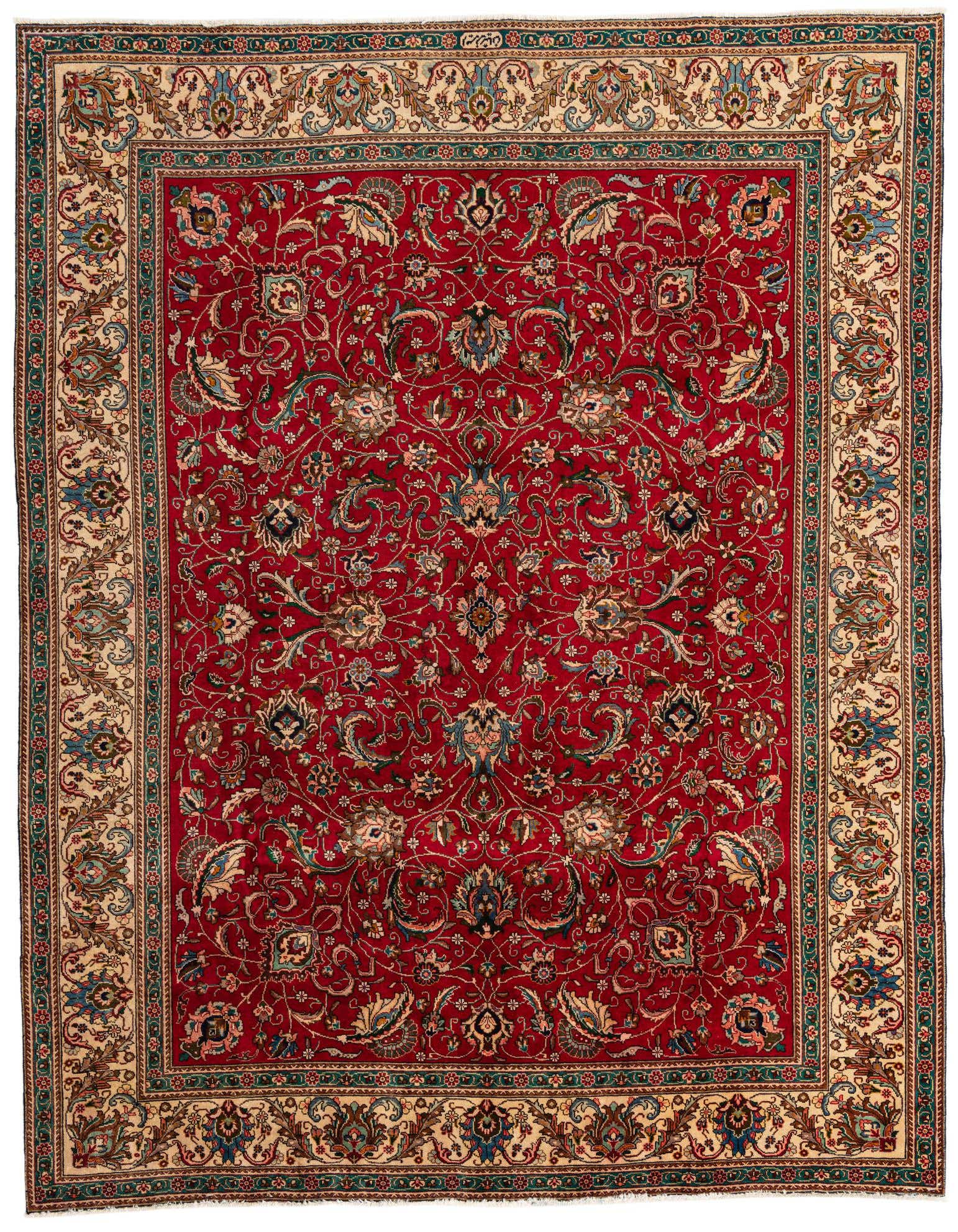 9' 8 x 12' 6 Hand Knotted Tabriz Persian Wool Rug