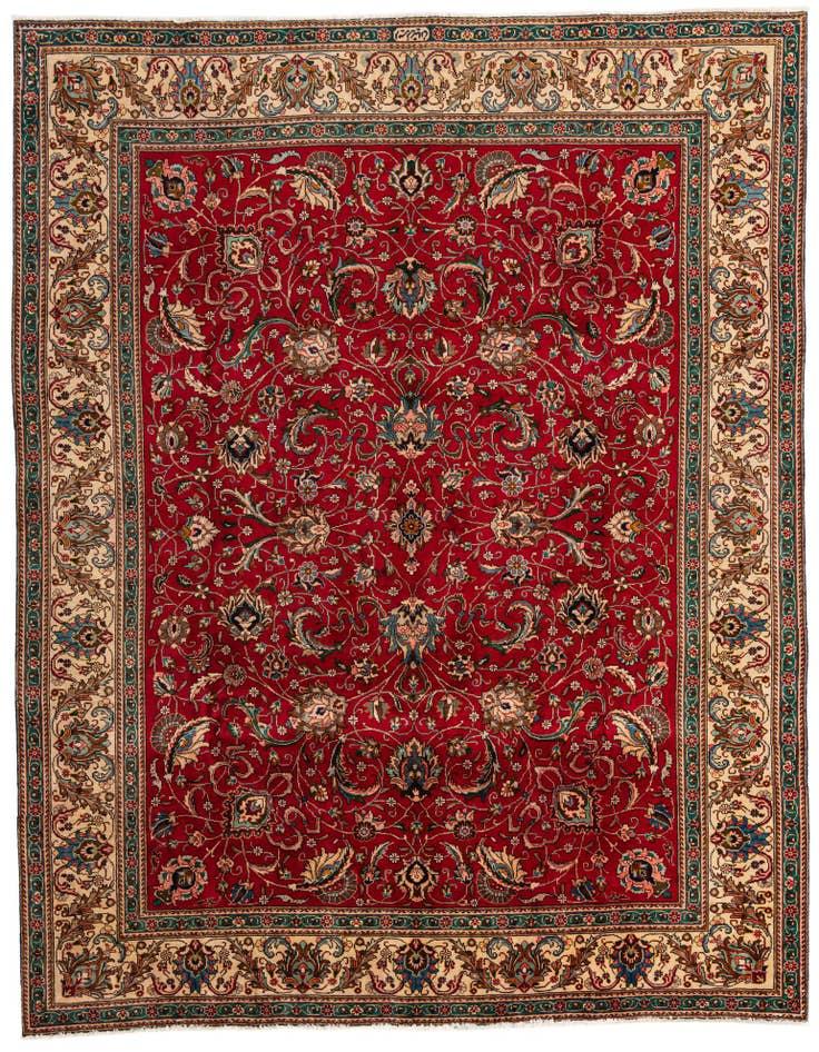 Detail image of 9' 8 x 12' 6 Hand Knotted Tabriz Persian Wool Rug