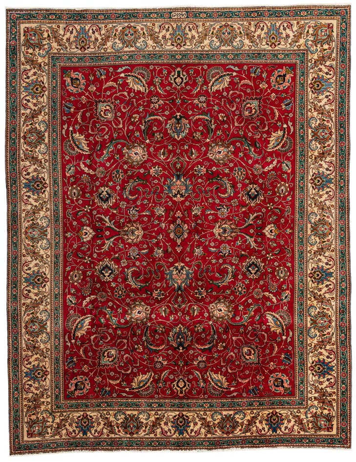 Detail image of 9' 8 x 12' 6 Hand Knotted Tabriz Persian Wool Rug
