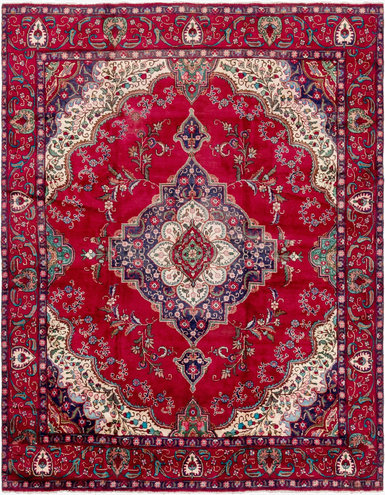9' 9 x 12' 6  Hand Knotted Tabriz Persian Wool Rug