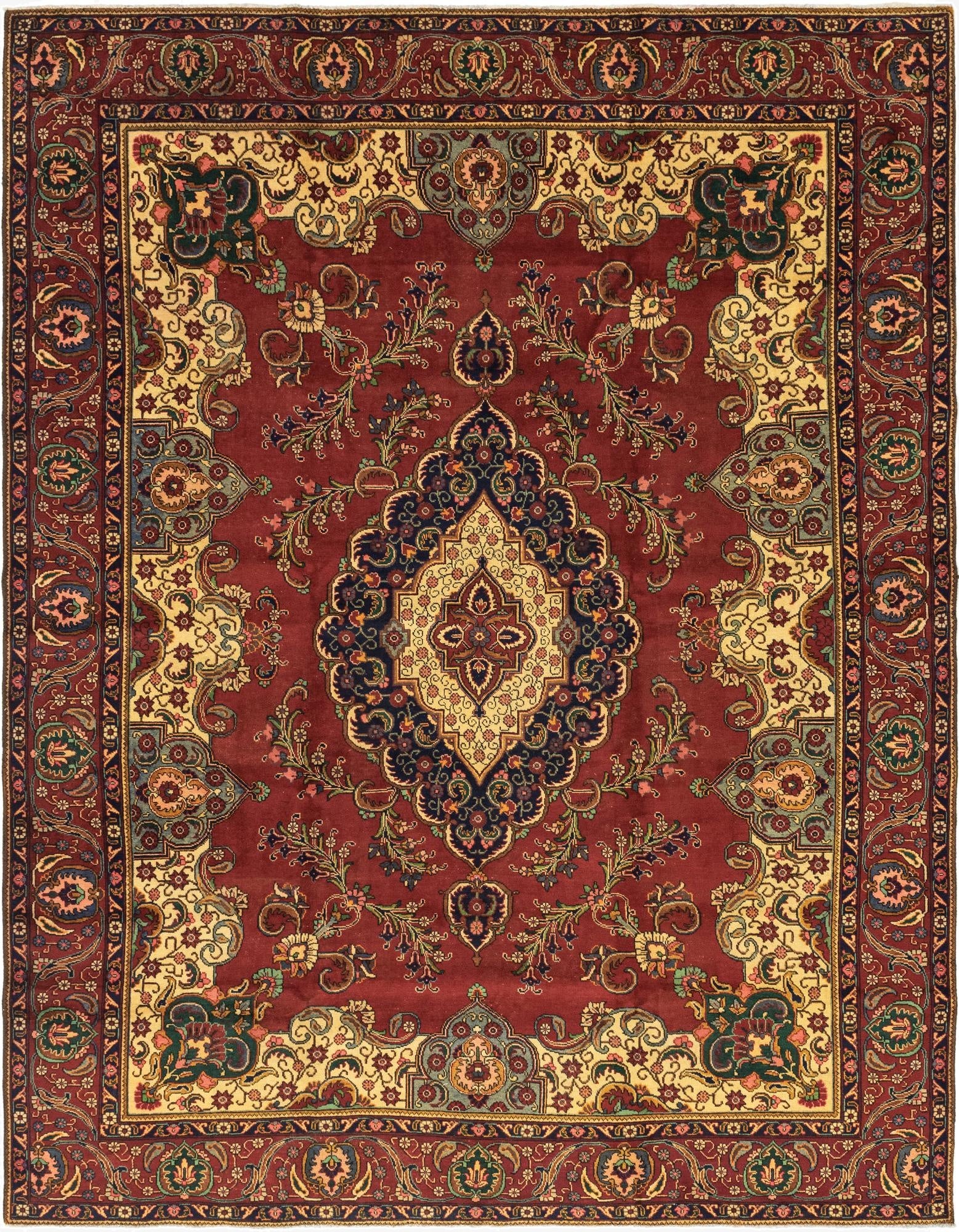 9' 8 x 12' 7  Hand Knotted Tabriz Persian Wool Rug