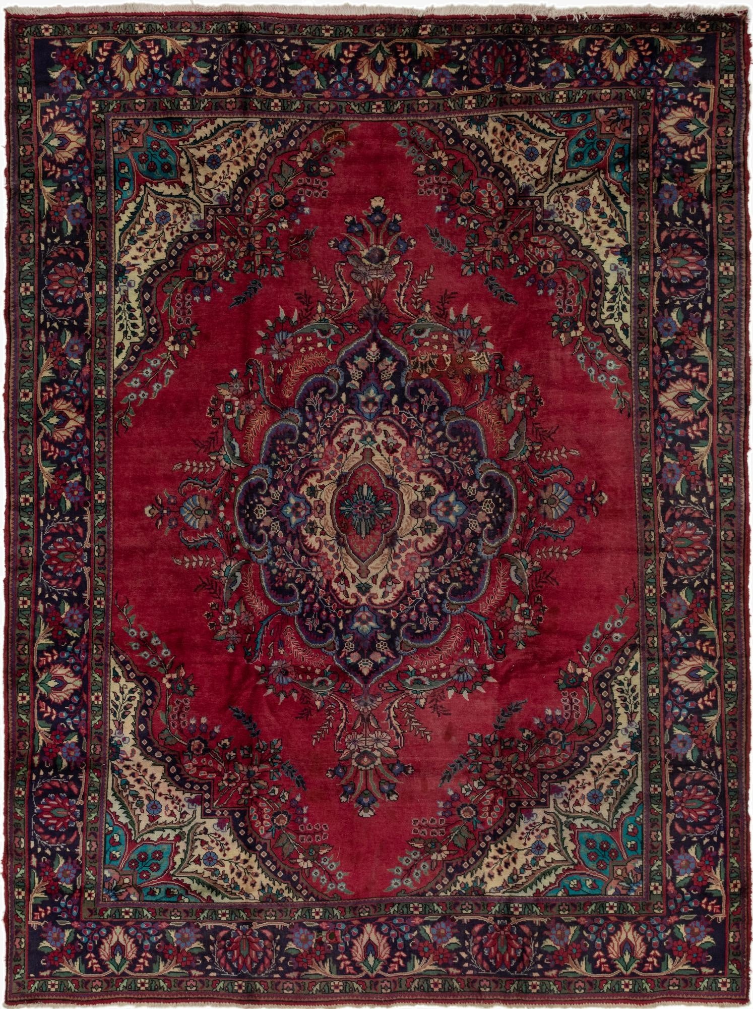 9' 7 x 12' 6  Hand Knotted Tabriz Persian Wool Rug