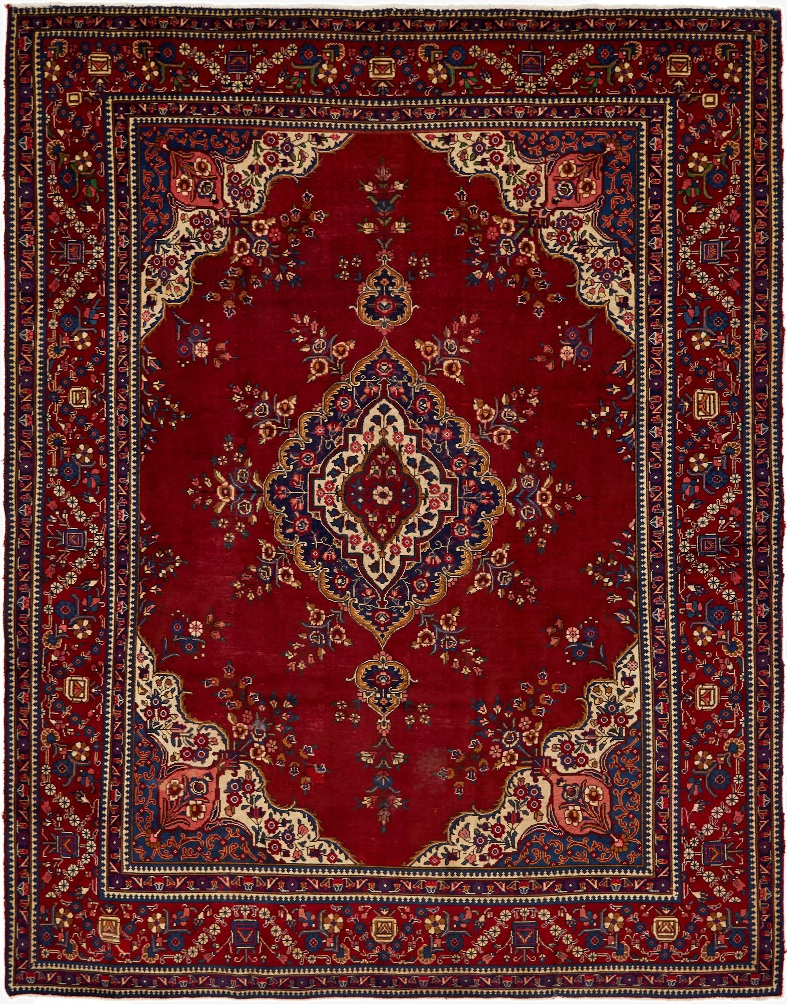 9' 6 x 12' 5  Hand Knotted Tabriz Persian Wool Rug