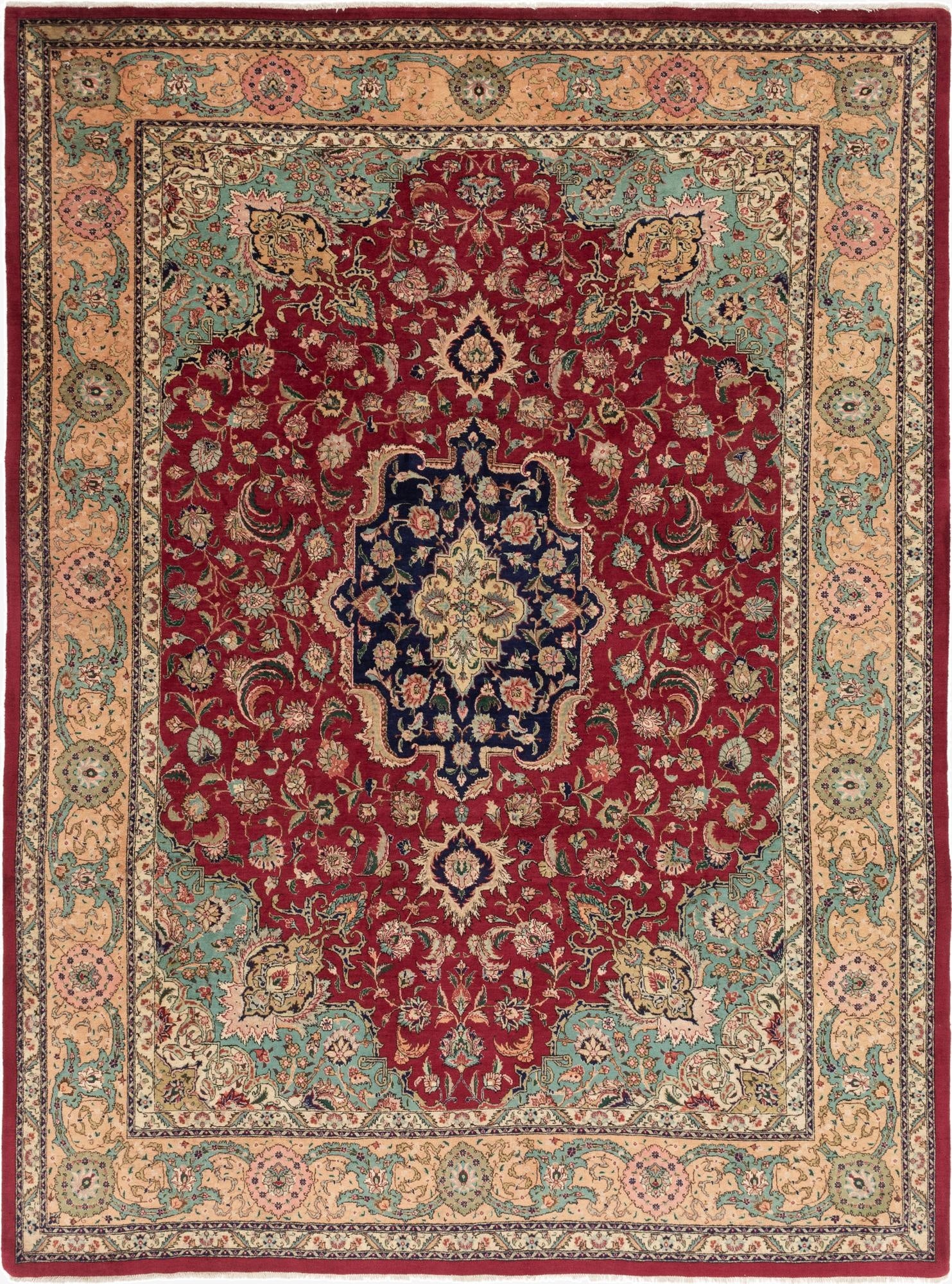 9' 7 x 13' 2  Hand Knotted Tabriz Persian Wool Rug