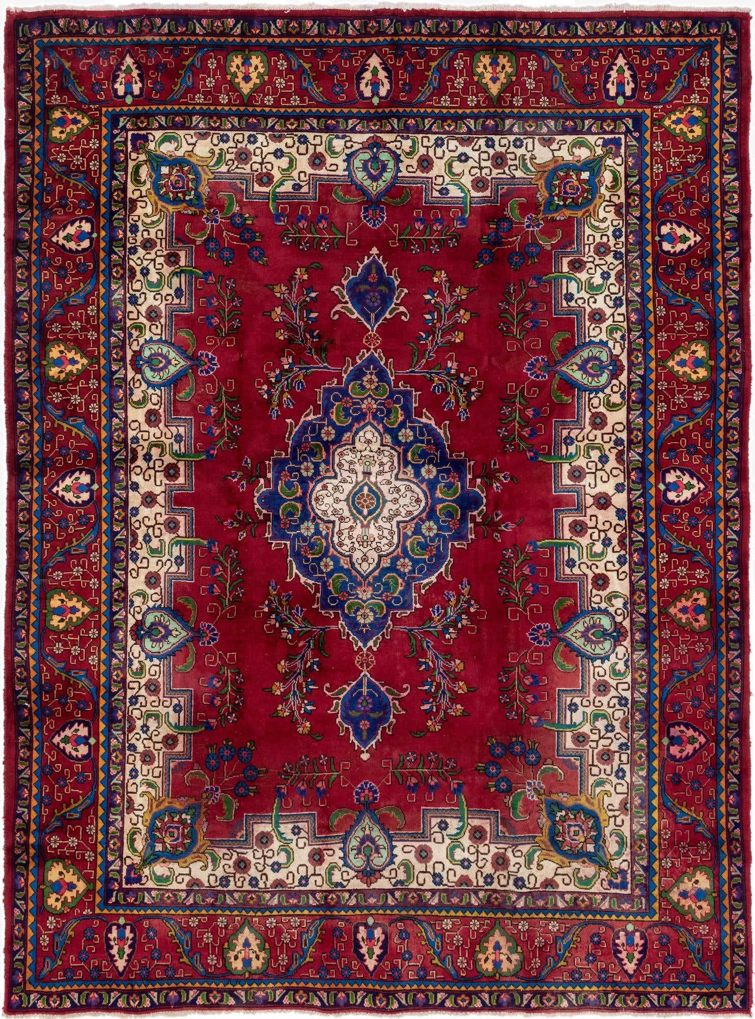 9' 6 x 12' 10  Hand Knotted Tabriz Persian Wool Rug