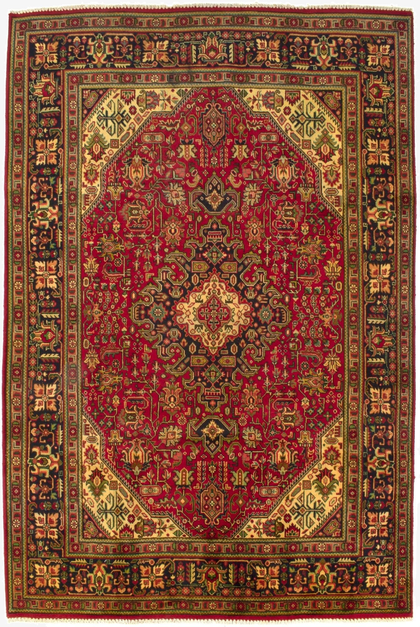 6' 6 x 9' 10  Hand Knotted Tabriz Persian Wool Rug