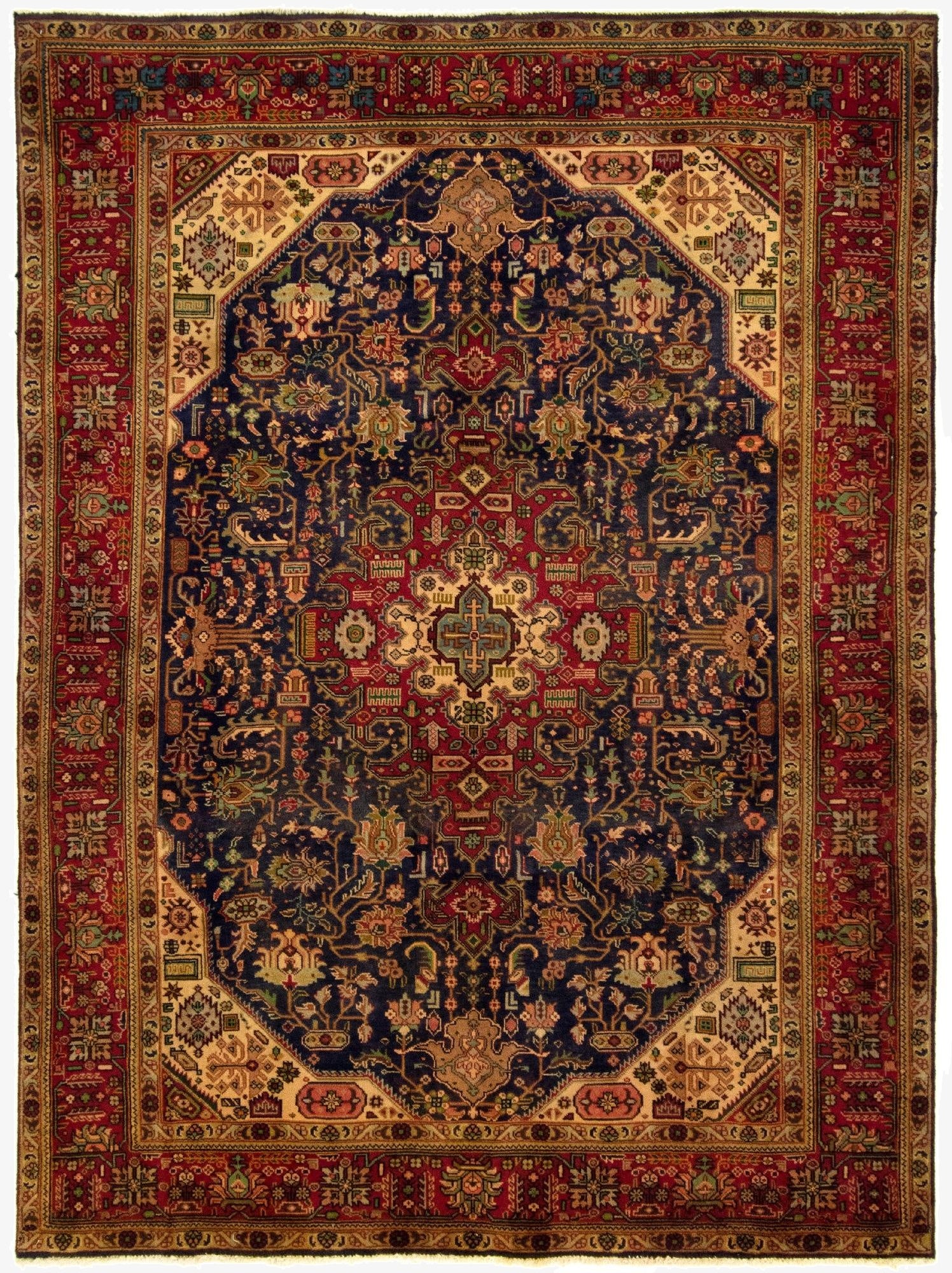 6' 7 x 9' 1  Hand Knotted Tabriz Persian Wool Rug