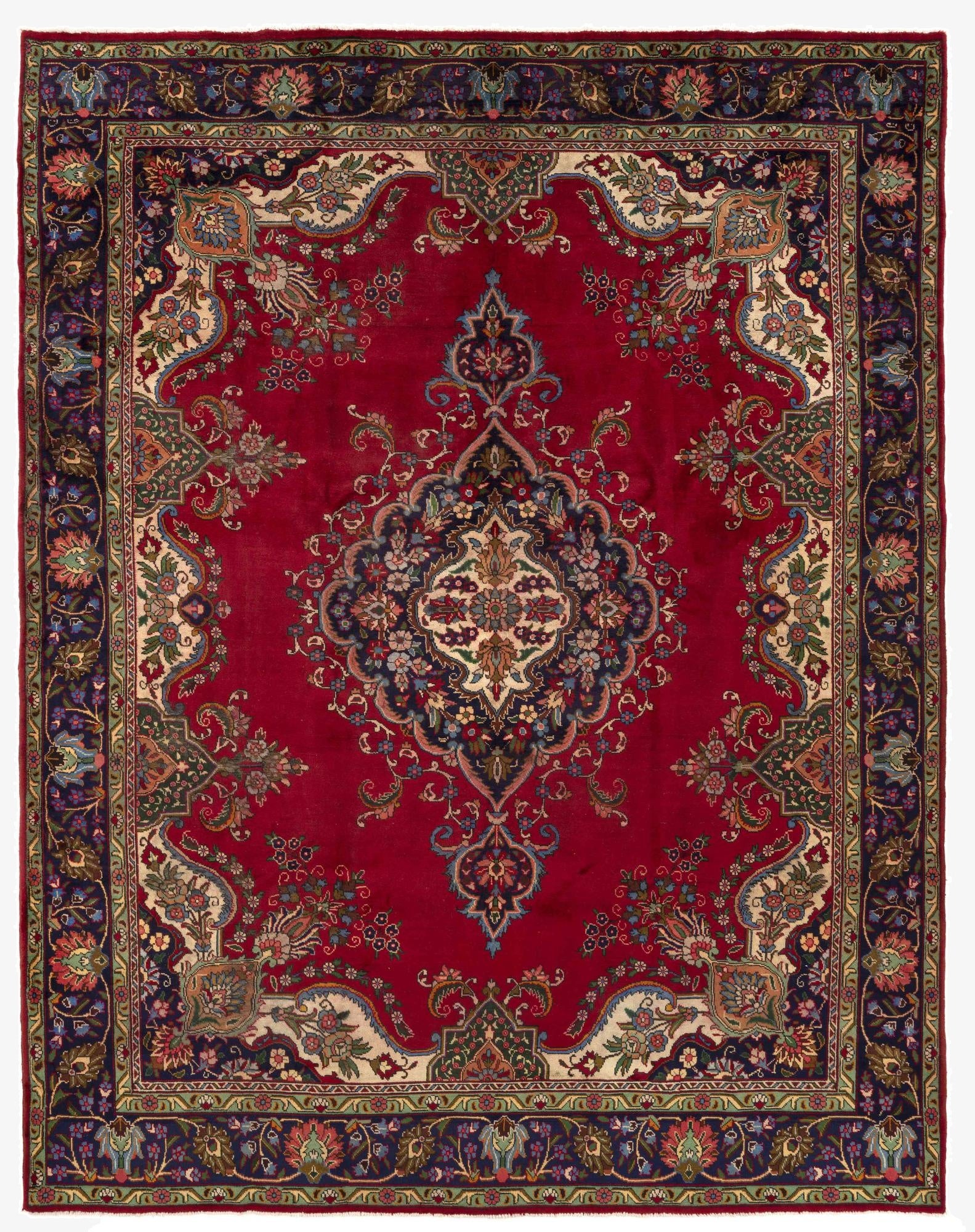 9' 9 x 12' 6  Hand Knotted Tabriz Persian Wool Rug