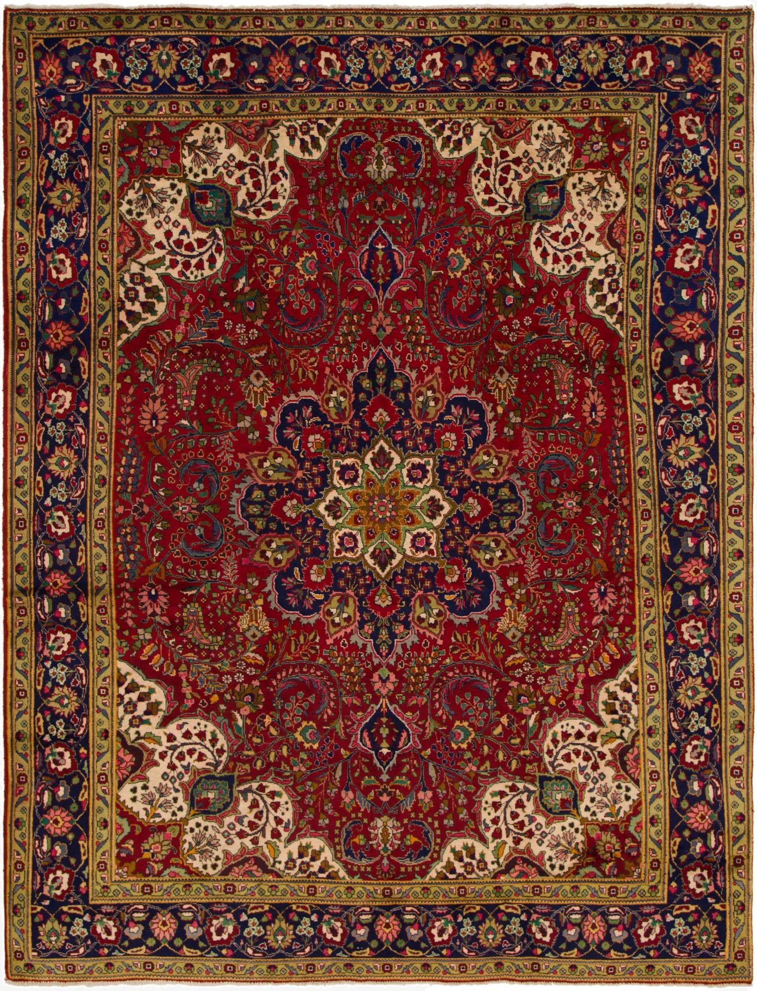 9' 7 x 12' 10  Hand Knotted Tabriz Persian Wool Rug